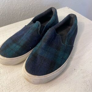 Fleece Plaid Slip On Sneakers